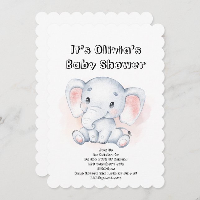 beautiful baby shower invitation for baby girl (Front/Back)