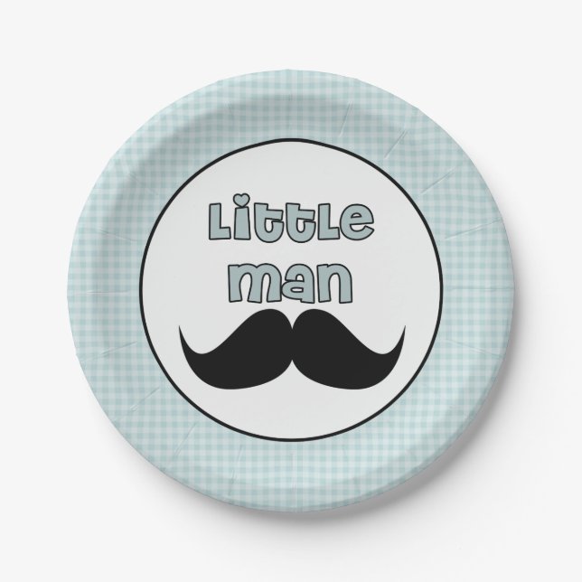 Beautiful Baby Shower Little Man Moustache Paper Plate (Front)