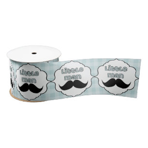 Beautiful Baby Shower Little Man Moustache Satin Ribbon
