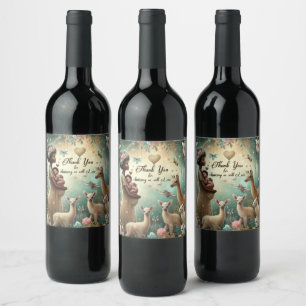 Beautiful Baby Shower Thank you Wine Label set