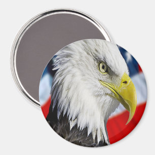 Beautiful Bald Eagle head and a American flag 1 Magnet