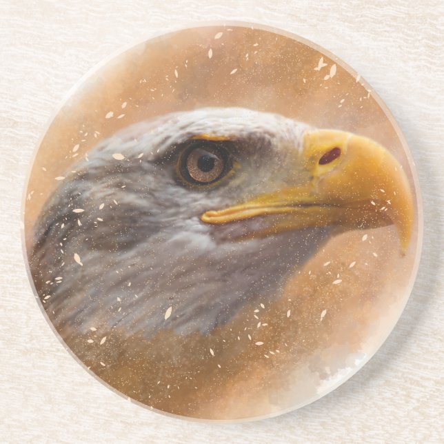 Beautiful Bald Eagle Watercolor Painting Coaster (Front)