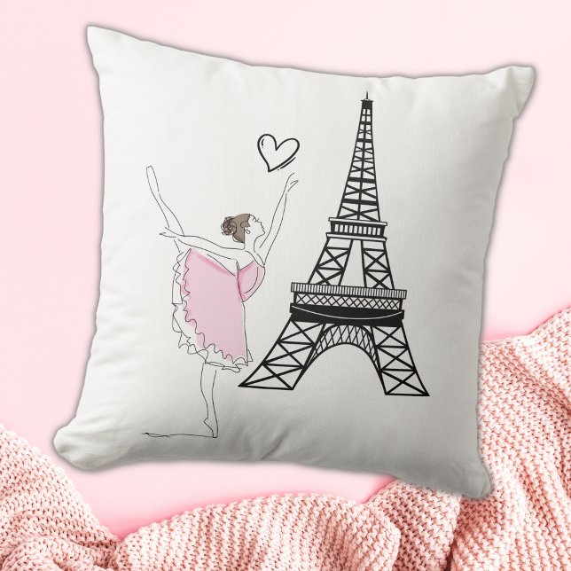 Beautiful Ballerina and Eiffel Tower Dance Ballet Cushion (Creator Uploaded)