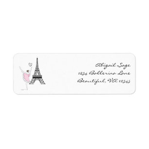 Beautiful Ballerina and Eiffel Tower Dance Return Address Label