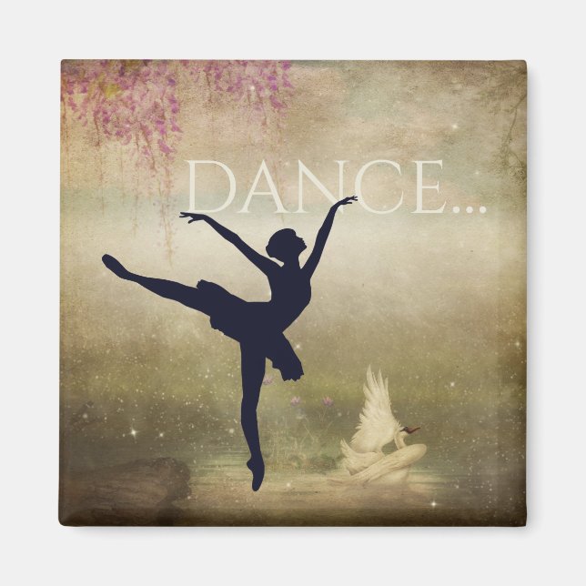 Beautiful Ballerina and Swan Dance Magnet (Front)