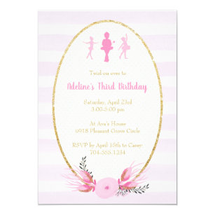 Beautiful Ballerina Birthday Party Invitation