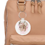 Beautiful Ballerina Dancer Pink Watercolor  Key Ring<br><div class="desc">Perfect for ballet dance teams to label bags and equipment or for ballerina theme party favours. These beautiful ballet dancer keychains are pretty and pink! Find matching supplies in the collection.</div>