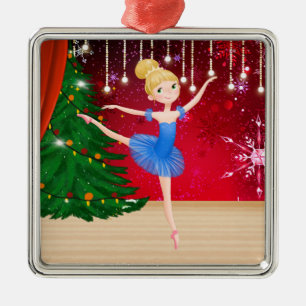 Beautiful Ballerina Holiday Ballet Christmas Metal Ornament