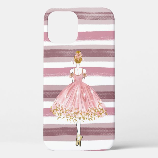 Beautiful Ballerina Pastel Pink Stripes Case-Mate iPhone Case (Back)