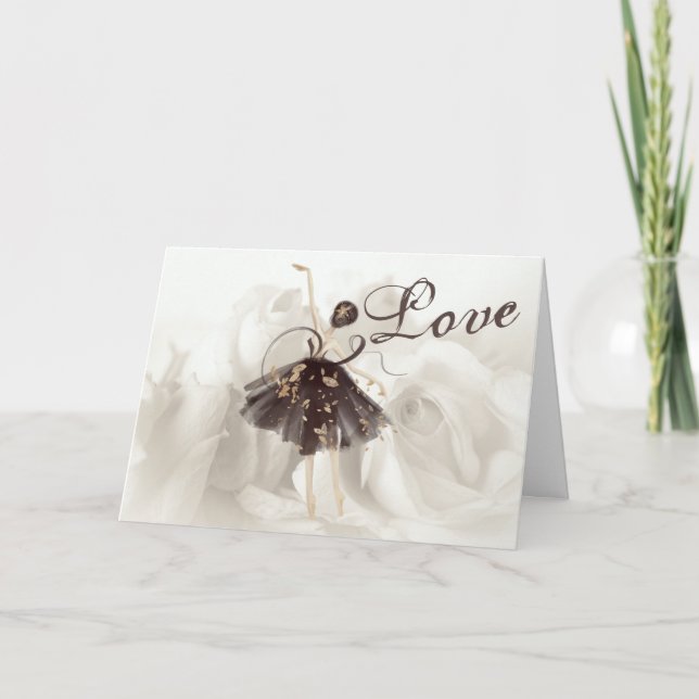 Beautiful Ballerina, White Roses Valentine's Day H Holiday Card (Front)