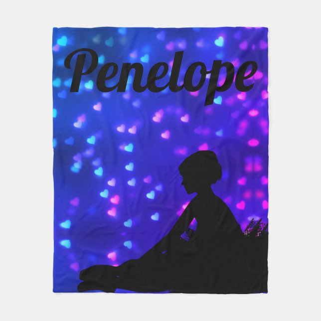 Beautiful Ballerina with Floating Hearts Fleece Blanket (Front)