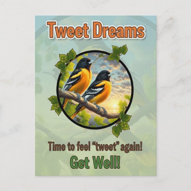 Beautiful Baltimore Orioles Get Well Postcard (Front)