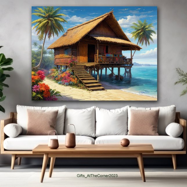 Beautiful Bamboo Hut In Tropical Island Beach Poster (Creator Uploaded)