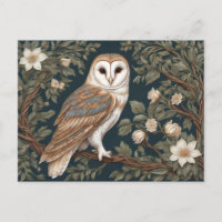 Beautiful Barn Owl William Morris Inspired