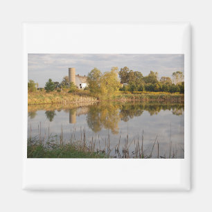 Beautiful Barn Reflected in the Water Magnet