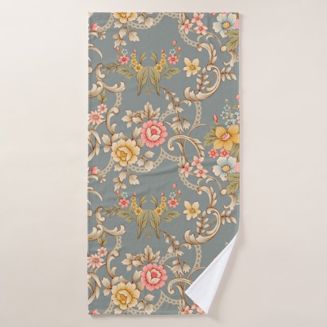 Beautiful Baroque Ornament style border design han Bath Towel (Bath Towel)