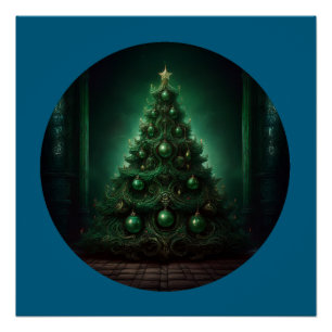 Beautiful Baroque Style Christmas Tree Poster