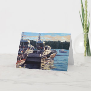 Beautiful Bass Harbour Maine Fishing Boat Scene Thank You Card