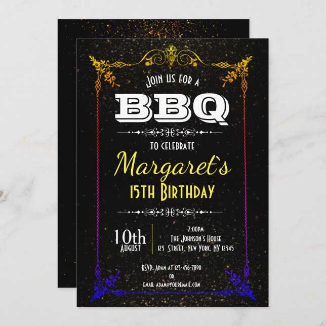 Beautiful BBQ Birthday Party Invite (Front/Back)