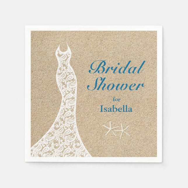 Beautiful Beach Bridal Shower Napkin (Front)