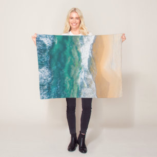 Beautiful beach crystal blue sea Fleece Blanket
