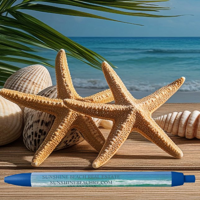 Beautiful Beach Custom Ocean Vacation Business Black Ink Pen (Creator Uploaded)