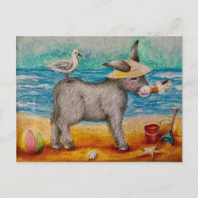 Beautiful beach donkey postcard (Front)