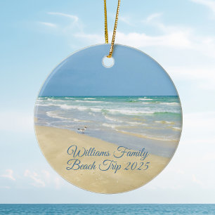 Beautiful Beach House Commemorative Christmas Ceramic Ornament