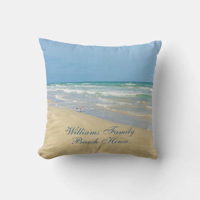 Beautiful Beach House Custom Coastal Photo Seaside Cushion (Front)