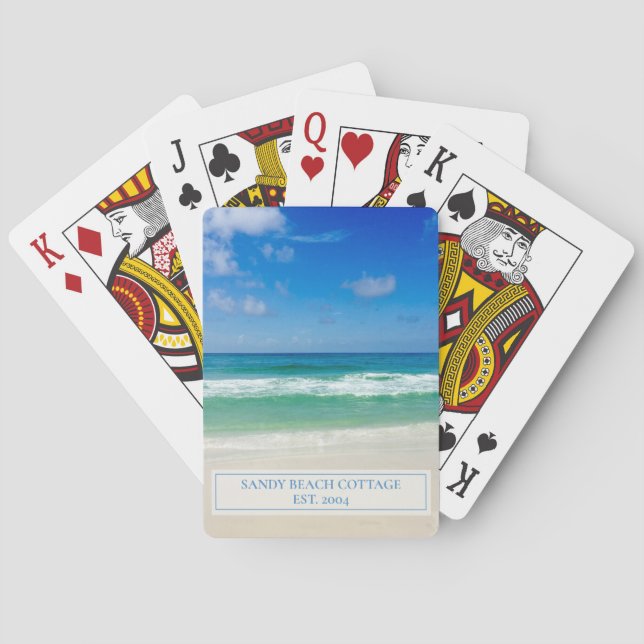 Beautiful Beach House Personalised Guest Playing Cards (Back)