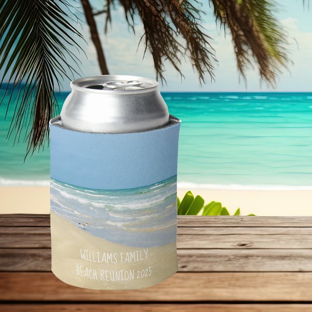 Beautiful Beach House Seashore Family Monogram  Can Cooler (Creator Uploaded)