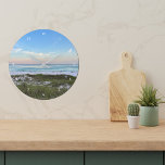 Beautiful Beach House Sunset Photography Large Clock<br><div class="desc">This picturesque beach photography clock with white numbers from Destin Florida features the gorgeous pink and orange sunset gently touching the ocean waves above the sand and sea grass. Lovely seaside home decor from your favourite vacation spot or hometown.</div>