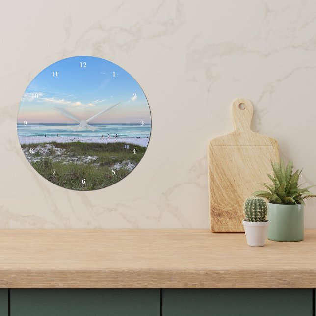 Beautiful Beach House Sunset Photography Large Clock (Creator Uploaded)