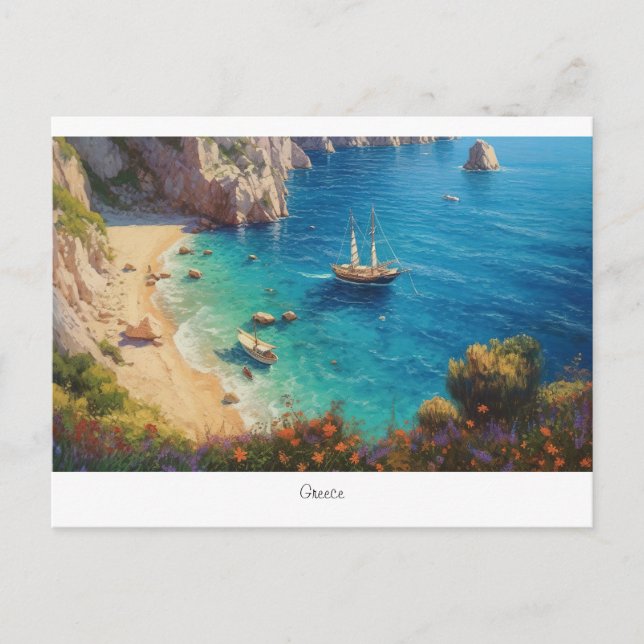 Beautiful beach in Greece  Postcard (Front)