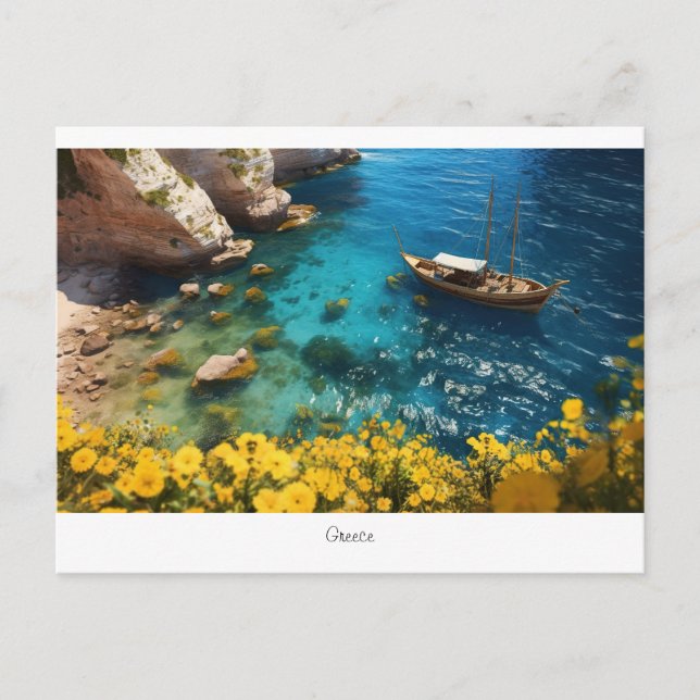 Beautiful beach in Greece  Postcard (Front)
