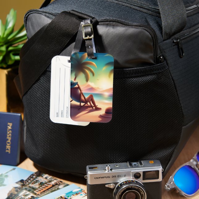 beautiful beach luggage tag (Front & Back)
