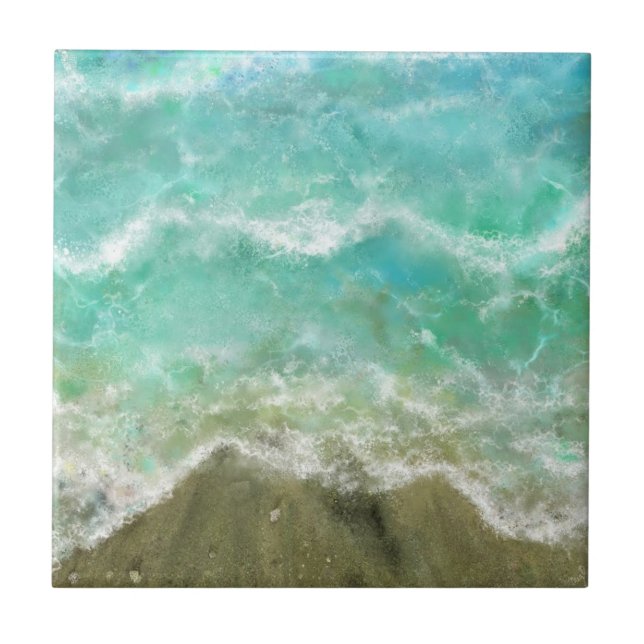 Beautiful Beach - Migned Drawing Art Collection Ceramic Tile (Front)