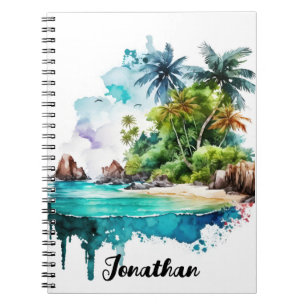 Beautiful Beach Ocean Waves Sand Sea Shells Notebook