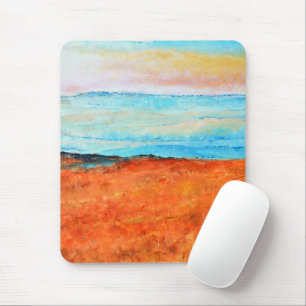 Beautiful Beach Painting Abstract Orange Mouse Pad