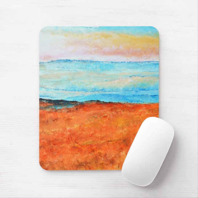 Beautiful Beach Painting Abstract Orange Mouse Pad (With Mouse)