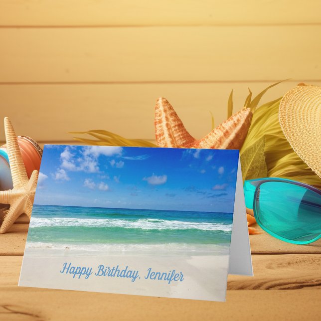 Beautiful Beach Photo Custom Ocean Happy Birthday Card (Creator Uploaded)