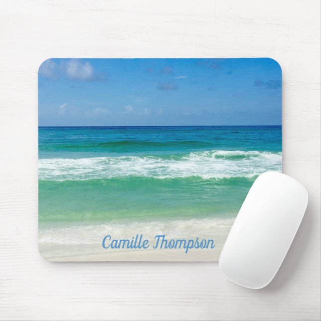 Beautiful Beach Photo Ocean Waves Personalised Mouse Pad (With Mouse)
