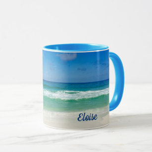 Beautiful Beach Photography Blue Ocean Custom Mug