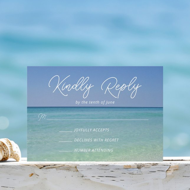 Beautiful Beach Photography Coastal Wedding RSVP Card (Creator Uploaded)