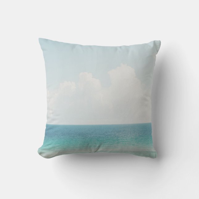 Beautiful Beach Photography Cool Blue Ocean Skies Cushion (Front)