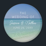 Beautiful Beach Photography Personalised Wedding Magnet<br><div class="desc">This personalised beautiful beach wedding magnet features a serene photograph of the ocean horizon for a destination wedding on the coast during the summer. Treat your guests to this lovely tropical favour for a seaside afternoon at your favourite island with this pretty photography. Completed with chic white script for an...</div>