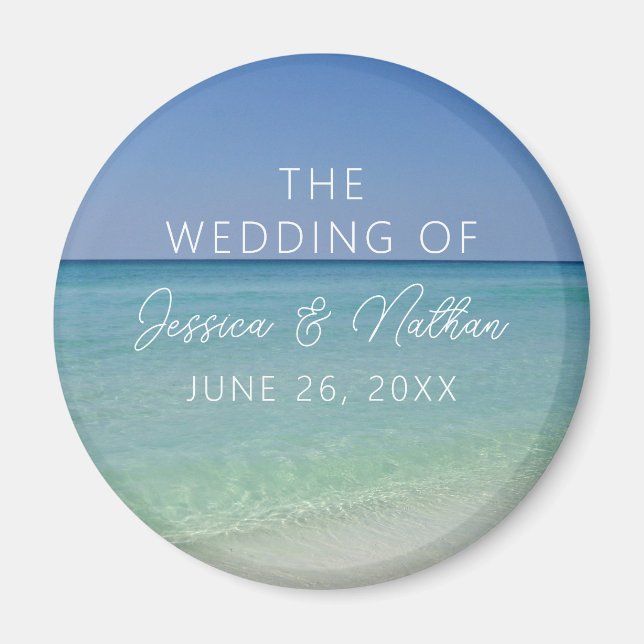 Beautiful Beach Photography Personalised Wedding Magnet (Front)