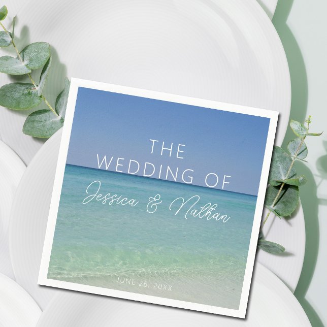  Beautiful Beach Photography Personalised Wedding Napkin (Creator Uploaded)