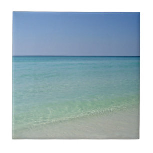Beautiful Beach Photography Seaside Blue Green Ceramic Tile