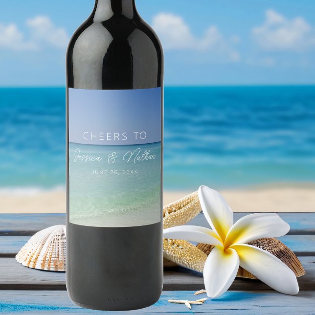  Beautiful Beach Photography Wedding Custom Cheers Wine Label (Creator Uploaded)